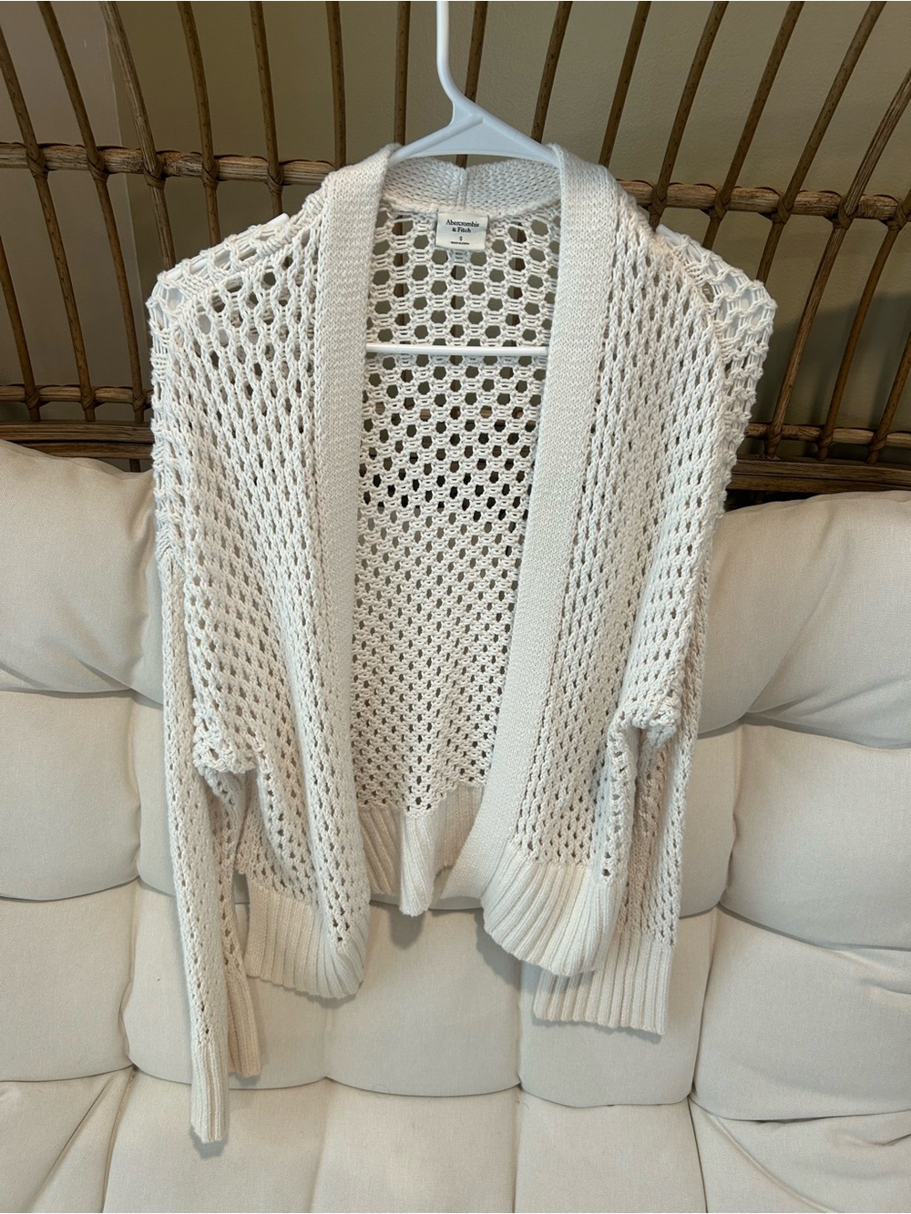 Abercrombie & Fitch Open-Weave Cream Cardigan